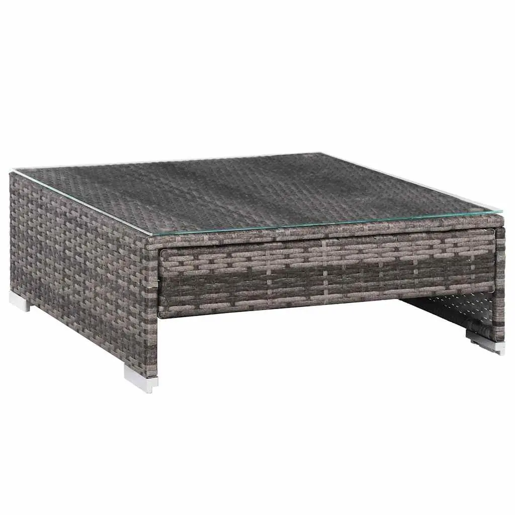 Garden Lounge Set Grey 7 Piece Poly Rattan Outdoor Furniture Sofa with Canopy