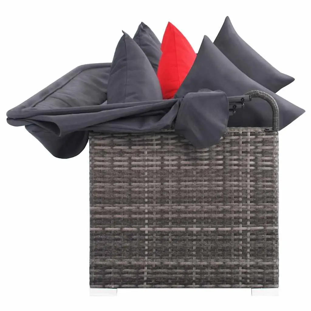 Garden Lounge Set Grey 7 Piece Poly Rattan Outdoor Furniture Sofa with Canopy