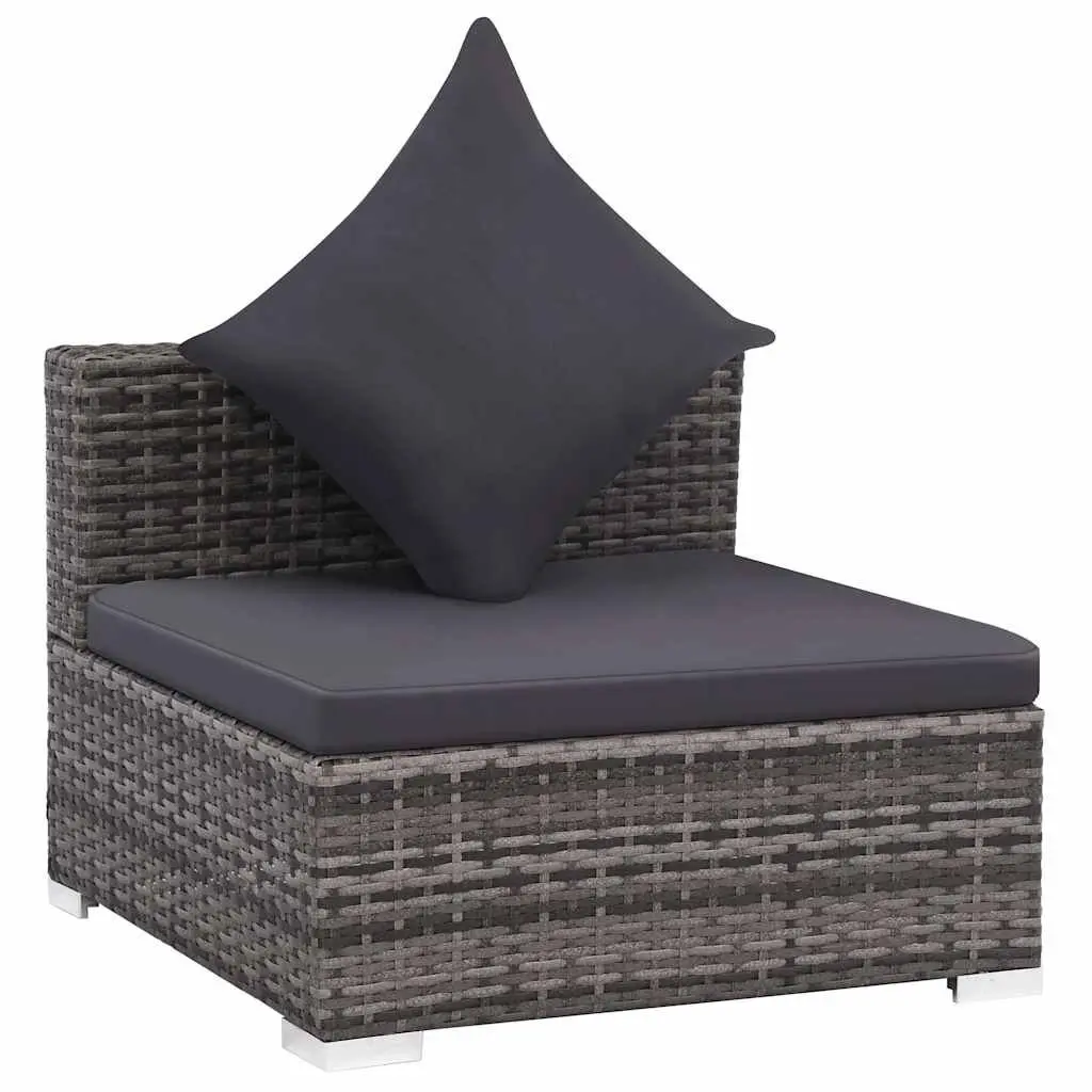 Garden Lounge Set Grey 7 Piece Poly Rattan Outdoor Furniture Sofa with Canopy