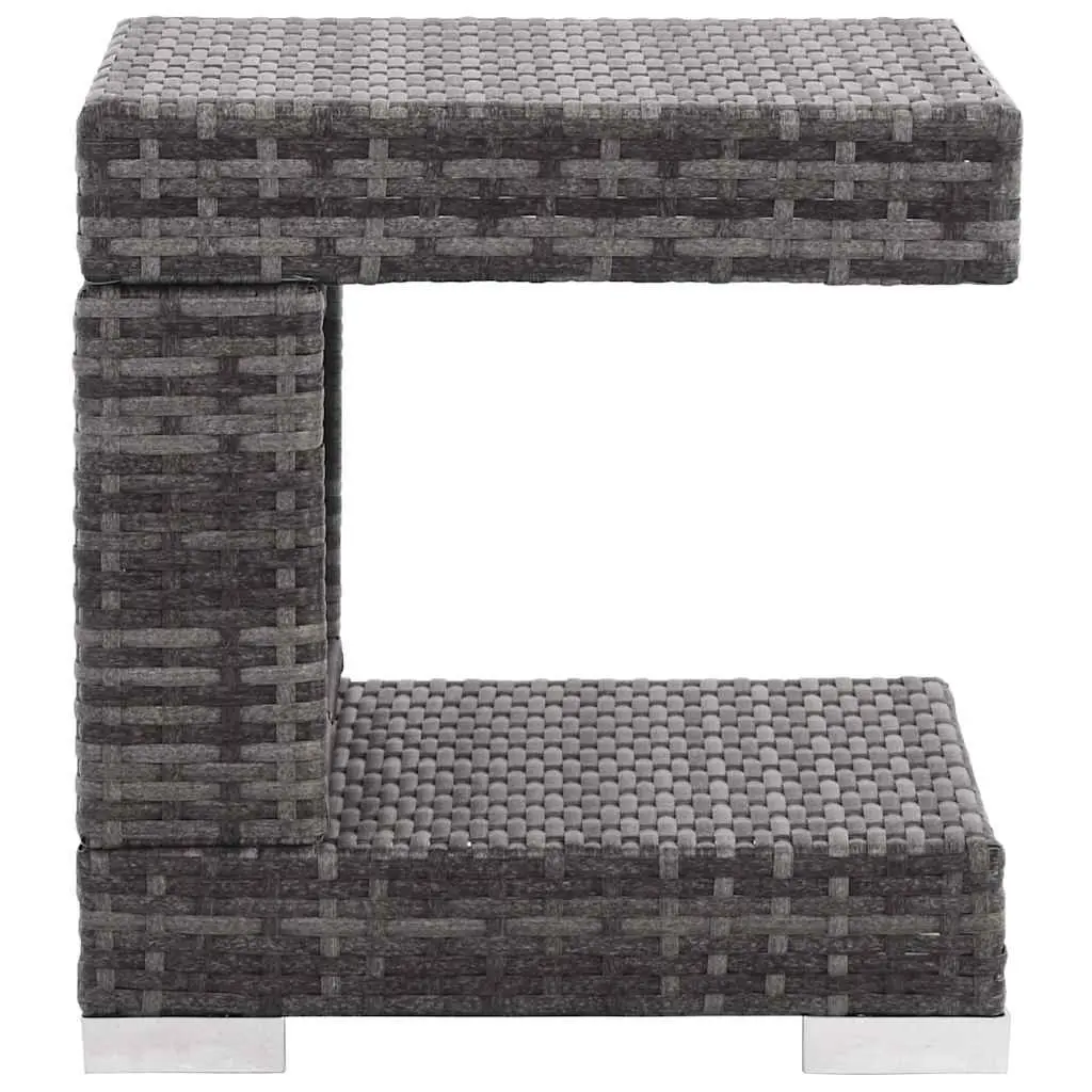 Garden Lounge Set Grey 7 Piece Poly Rattan Outdoor Furniture Sofa with Canopy