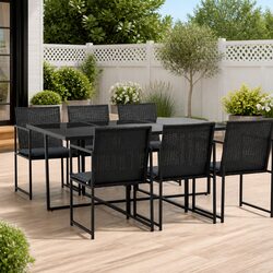 Black 7-Piece Outdoor Dining Set for Gardens