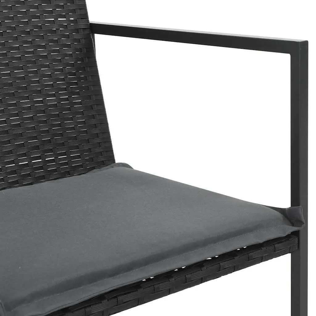 Outdoor Dining Set Black 7 Piece Water-resistant PE Rattan Chairs Table Garden Patio Furniture