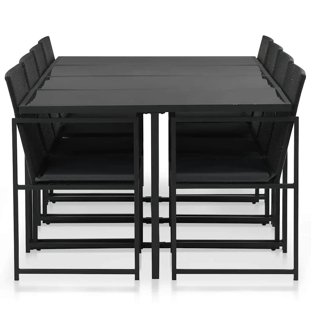 Outdoor Dining Set 9 Piece Garden Furniture Black Poly Rattan Table Chairs