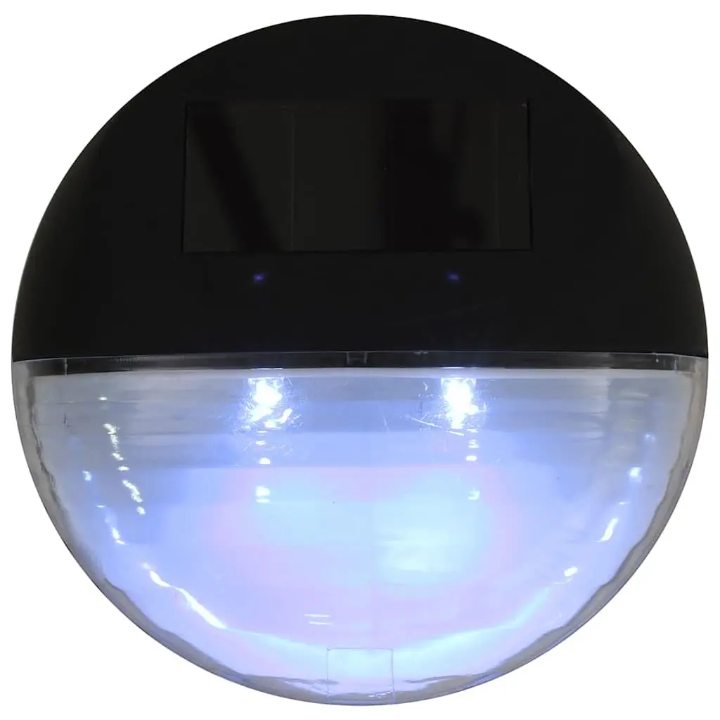 Solar Wall Lights LED Outdoor Garden Lamp Black Round 12 Pack Fence Mount