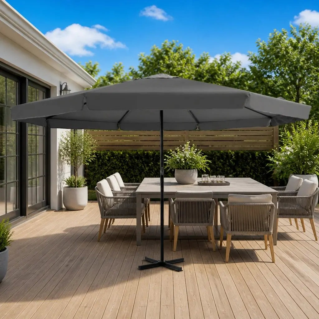 Outdoor Parasol Anthracite 500cm UV Protection Aluminium Crank
