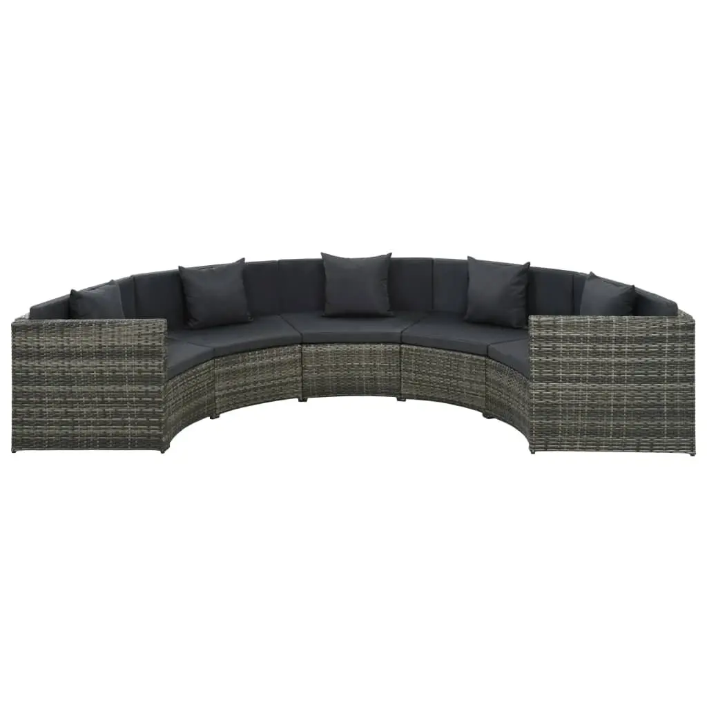 Garden Lounge Sofa Set 7 Piece Poly Rattan Outdoor Patio Furniture Grey Cushions