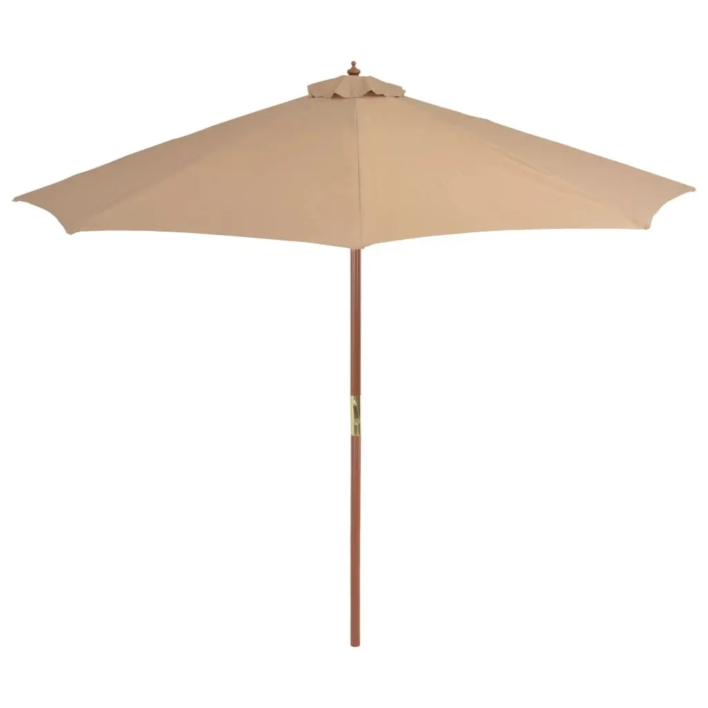 Garden Parasol Taupe 300cm Wooden Pole UV Protective Crank Mechanism