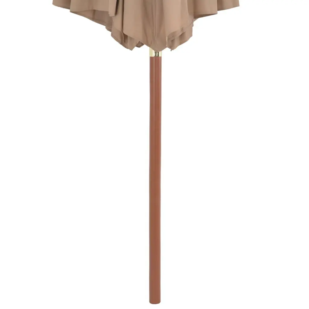 Garden Parasol Taupe 300cm Wooden Pole UV Protective Crank Mechanism