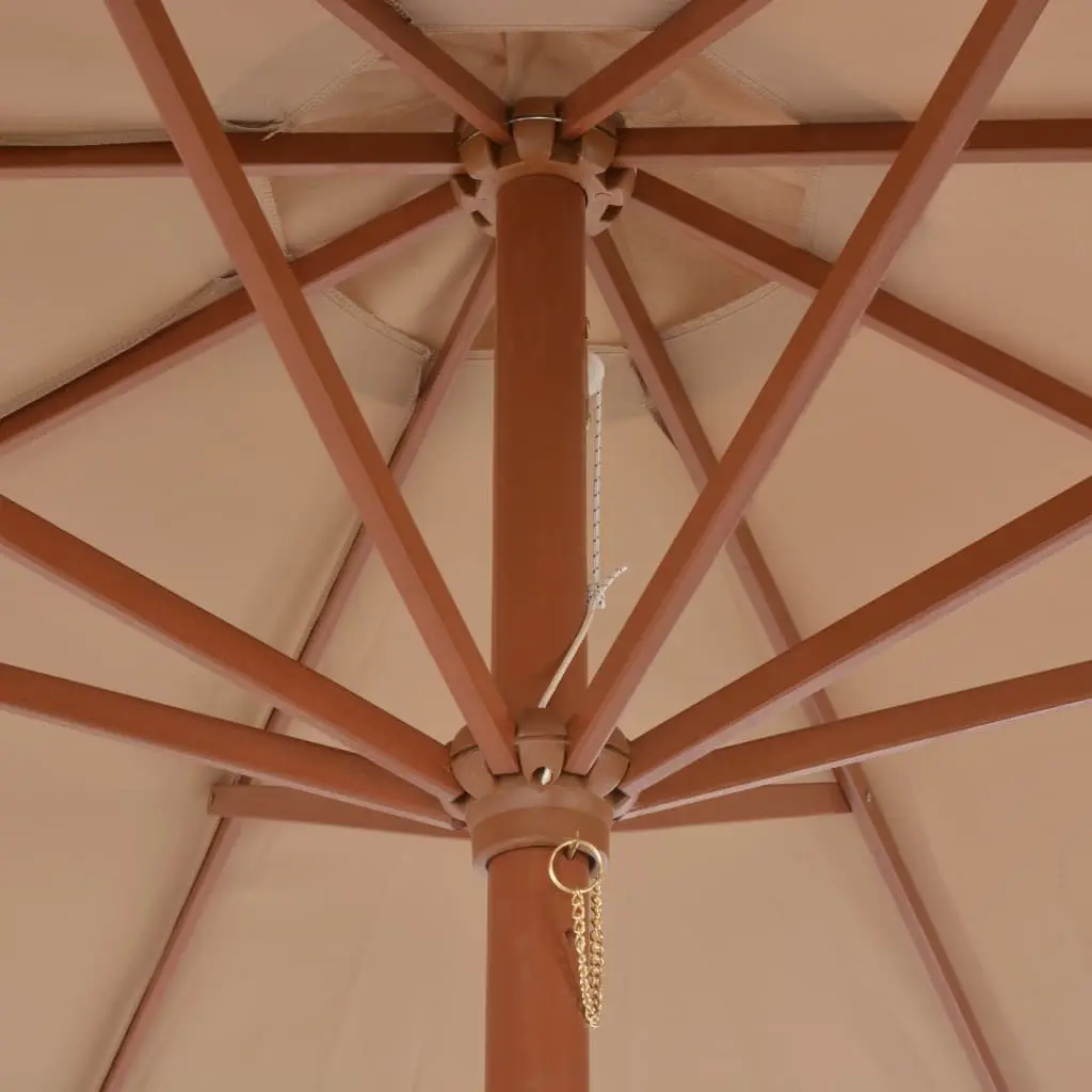 Garden Parasol Taupe 300cm Wooden Pole UV Protective Crank Mechanism
