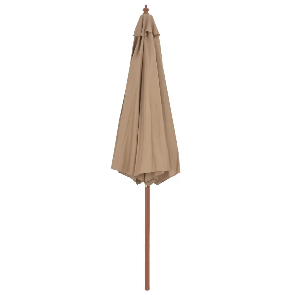 Garden Parasol Taupe 300cm Wooden Pole UV Protective Crank Mechanism
