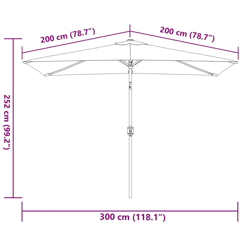 Garden Parasol Anthracite 300 x 200 cm UV Protective with Tilt Function and Crank Mechanism
