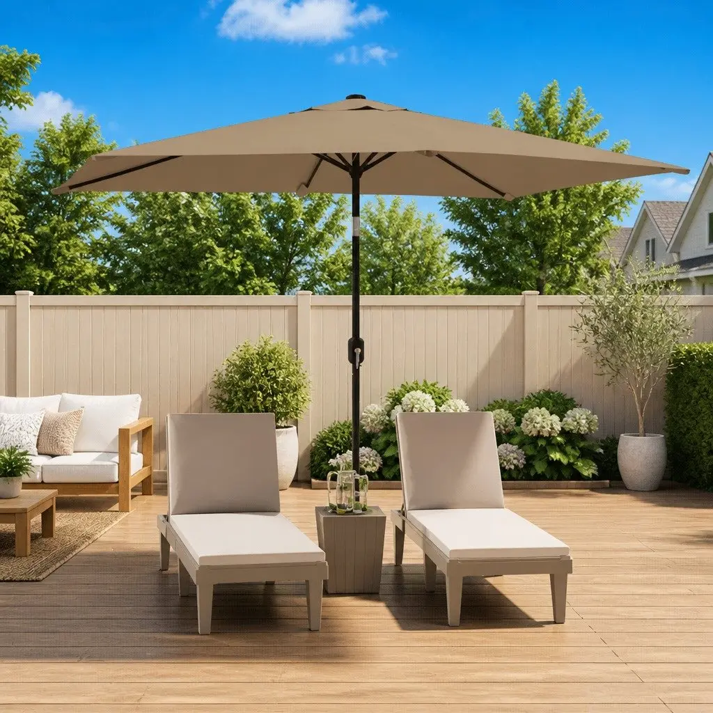 Garden Parasol Taupe 300x200cm UV Protection Tilt Umbrella