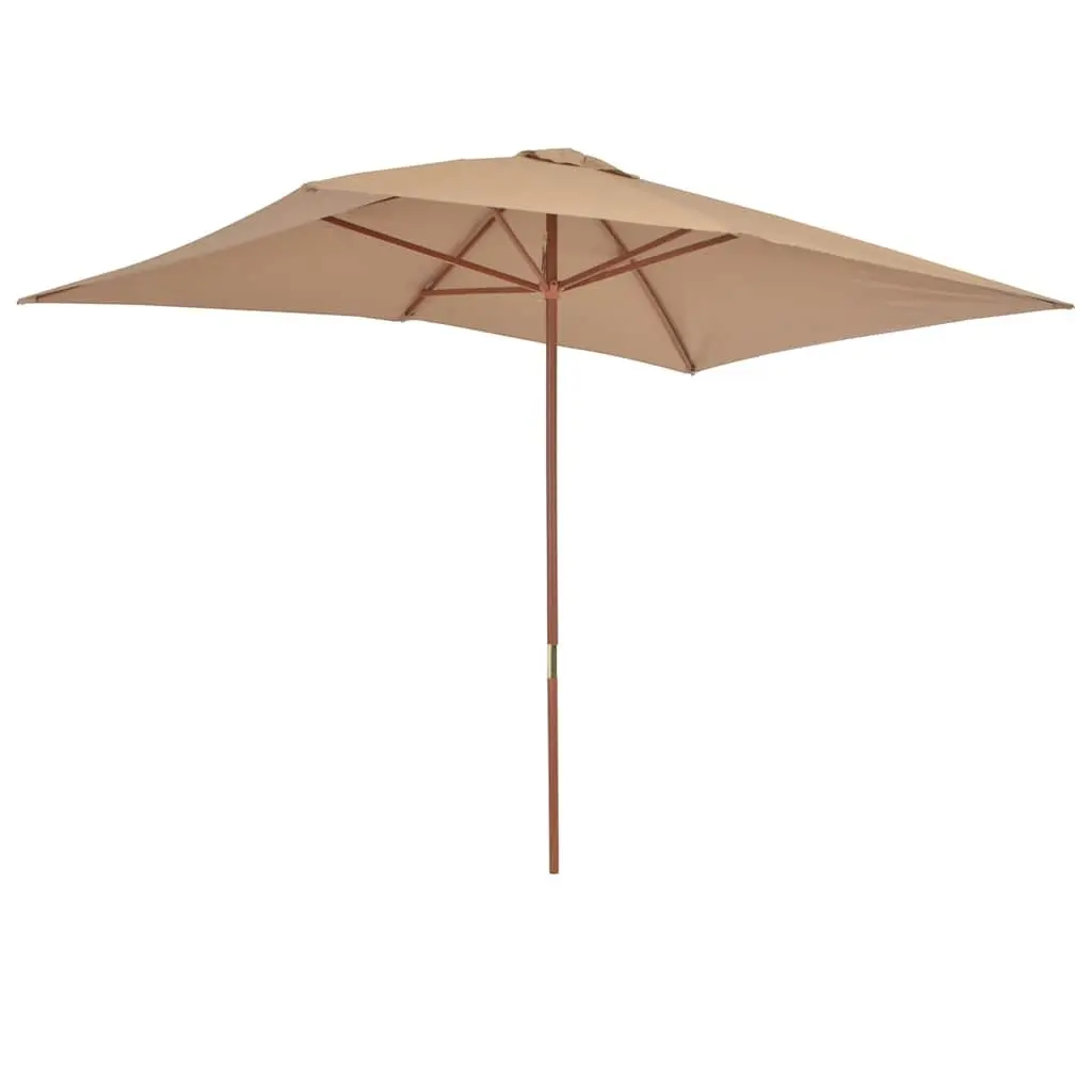Garden Parasol Taupe 200x300cm Wooden Pole UV Protection Outdoor Umbrella Shade