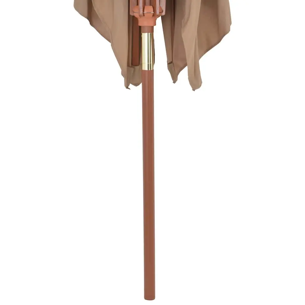 Garden Parasol Taupe 200x300cm Wooden Pole UV Protection Outdoor Umbrella Shade