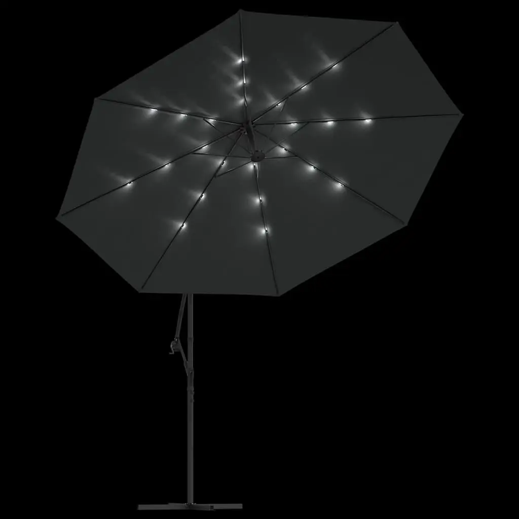 Cantilever Garden Parasol 350cm LED Lights Solar Powered Hanging Outdoor