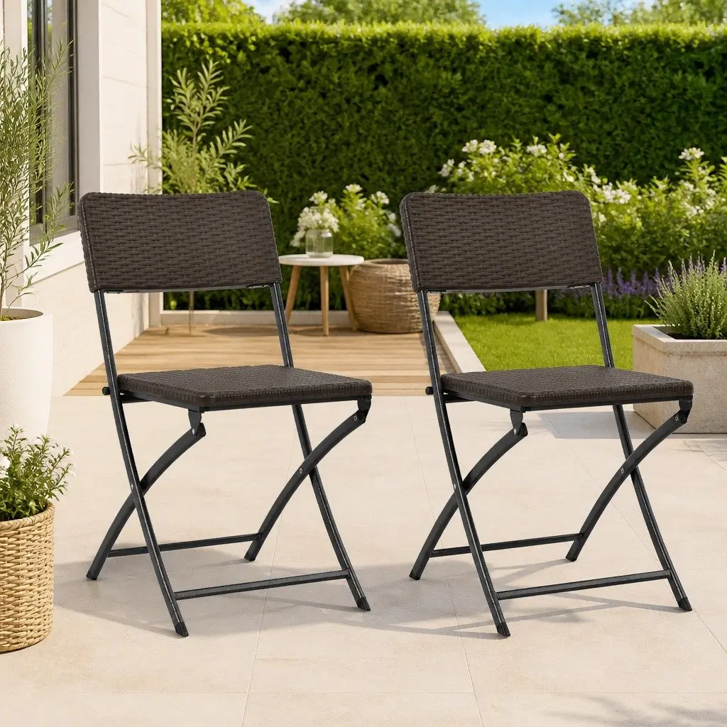 2 Brown Folding Chairs