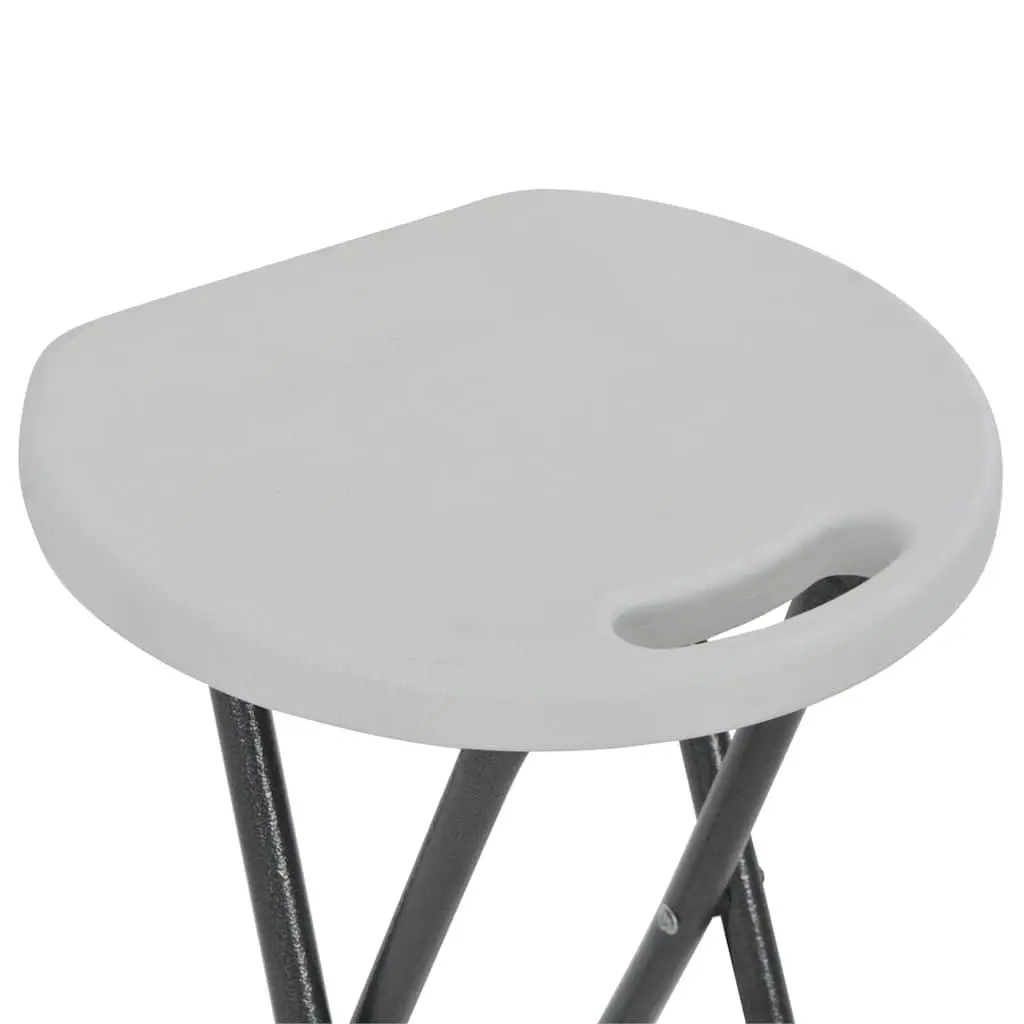 Folding Bar Stools White 2 pcs Outdoor Seating Garden Patio Balcony Chairs
