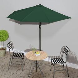 Compact Half Round Garden Parasol - Green 270cm