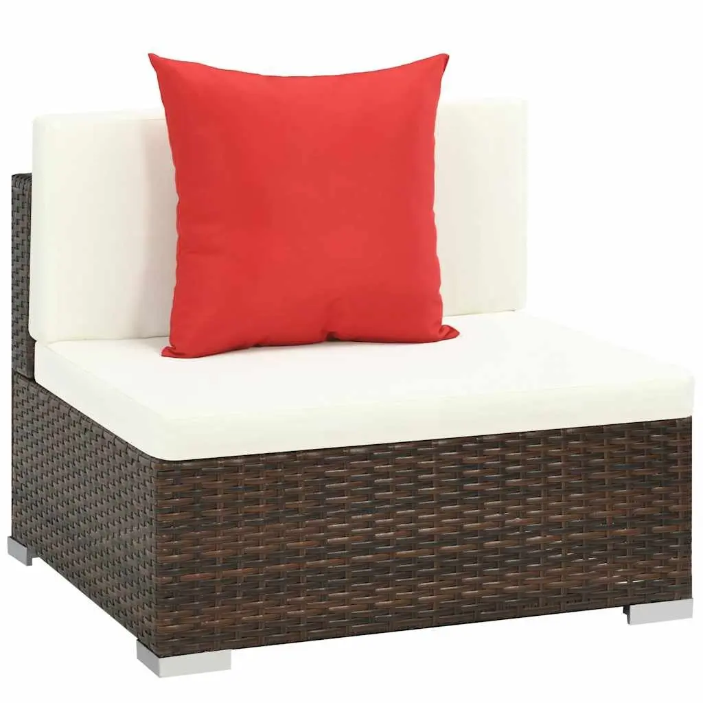 Outdoor Lounge Set Brown 7 Piece Modular Sofa with Cushions Weather-resistant PE Rattan