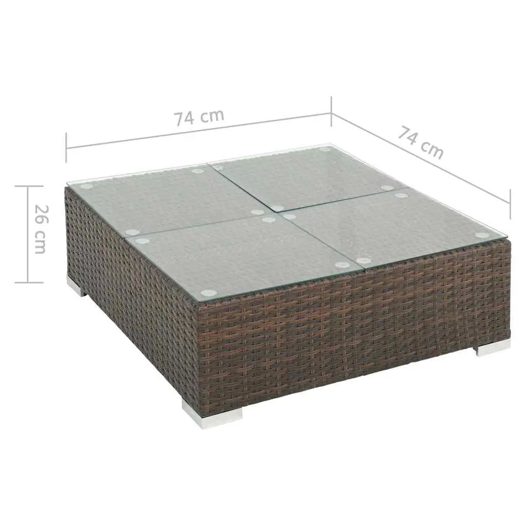 Garden Lounge Set Brown 6 Piece Outdoor Furniture Poly Rattan Sofa with Cushions