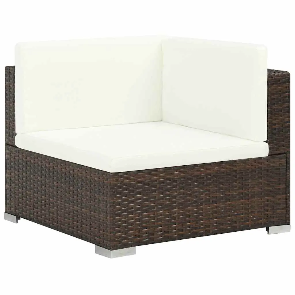 Garden Lounge Set Brown 6 Piece Outdoor Furniture Poly Rattan Sofa with Cushions