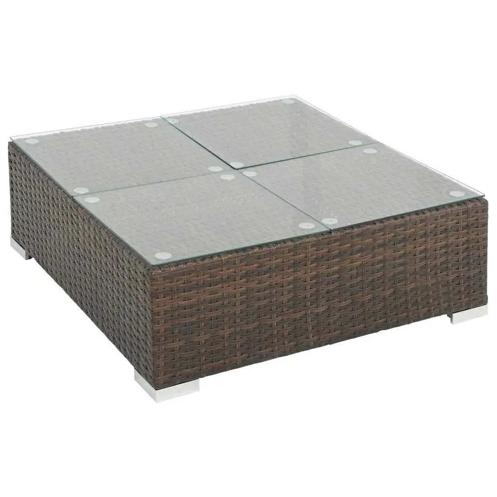 Garden Lounge Set Brown 6 Piece Outdoor Furniture Poly Rattan Sofa with Cushions