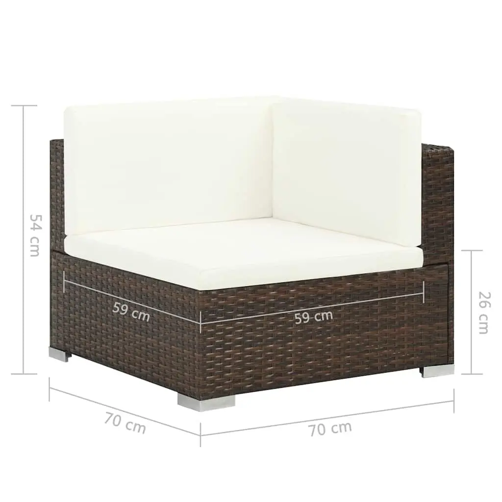 Garden Lounge Set Brown 6 Piece Outdoor Furniture Poly Rattan Sofa with Cushions