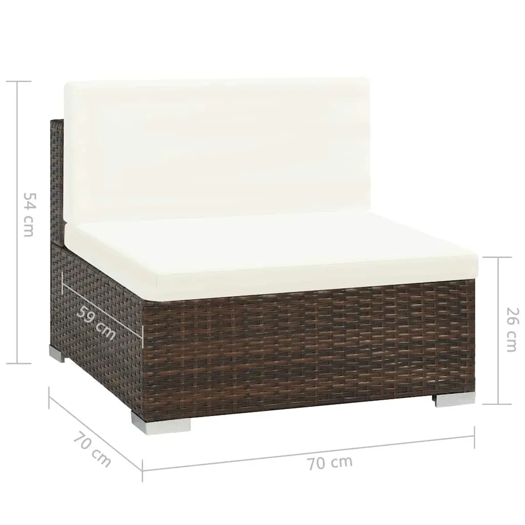 Garden Lounge Set Brown 6 Piece Outdoor Furniture Poly Rattan Sofa with Cushions