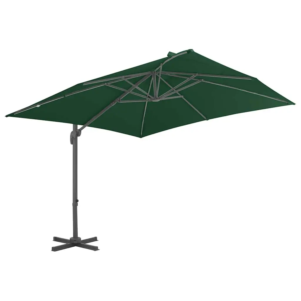 Cantilever Garden Parasol Green 400x300 cm UV Protective Polyester Cover 360-Degree Rotating Centre Pole