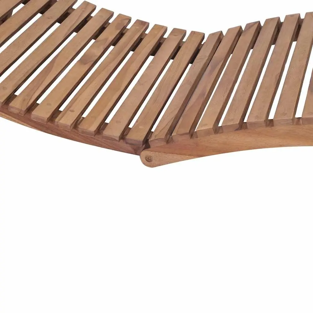 Folding Sun Lounger Brown Ergonomic Curved Shape Adjustable Backrest