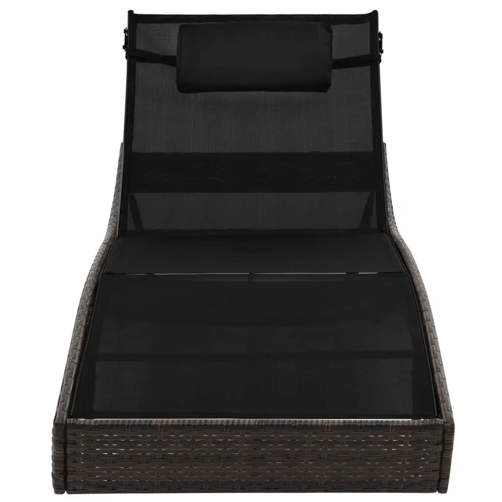 Sun Lounger Brown Adjustable Backrest Outdoor Garden Patio Reclining Bed