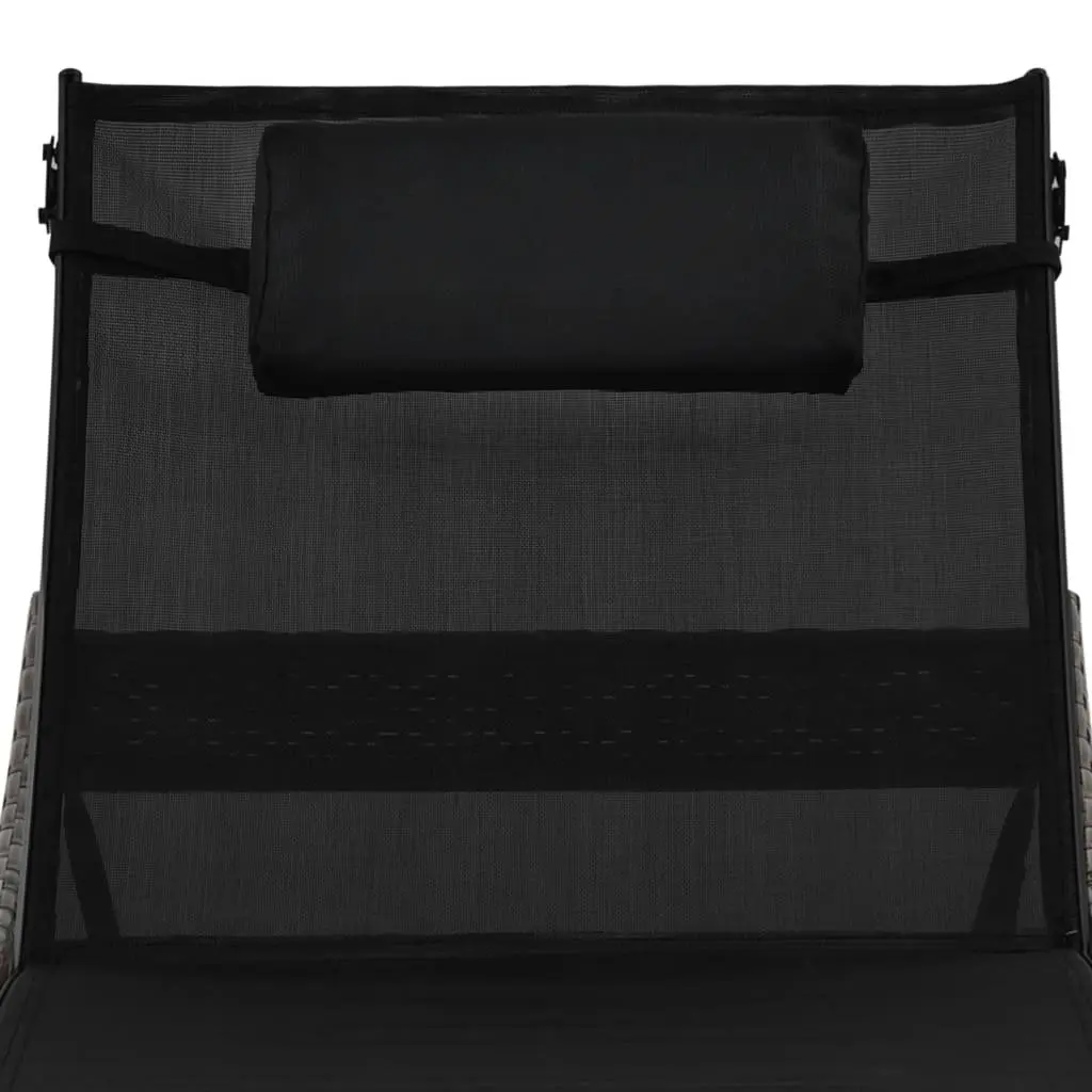 Sun Lounger Brown Adjustable Backrest Outdoor Garden Patio Reclining Bed