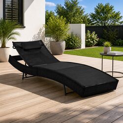 Sun Lounger Reclining Garden Chair Outdoor Patio Pool Lounge Sunbed with Pillow