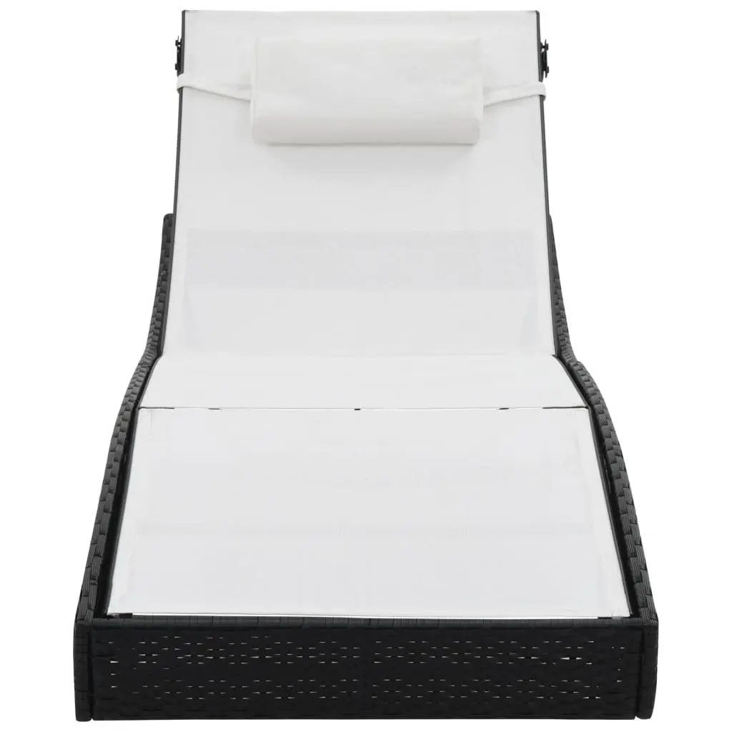 Sun Lounger Black Adjustable Backrest Outdoor Reclining Chair