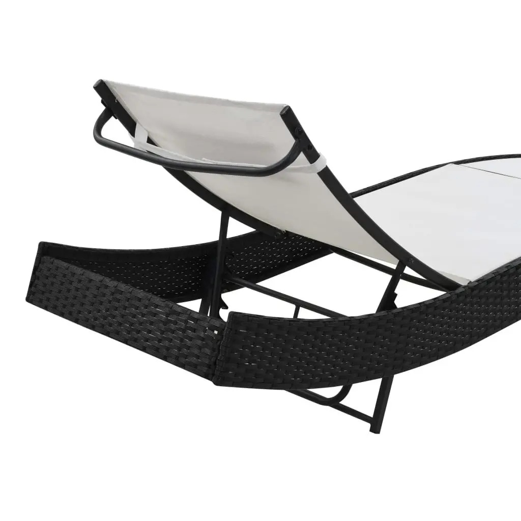 Sun Lounger Black Adjustable Backrest Outdoor Reclining Chair
