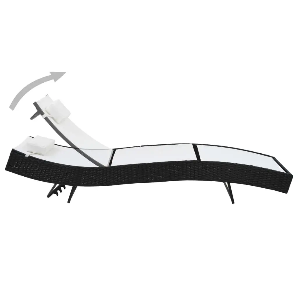 Sun Lounger Black Adjustable Backrest Outdoor Reclining Chair