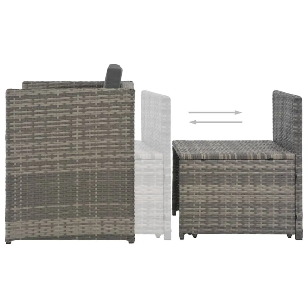 7 Piece Grey Patio Garden Dining Set with Cushions Poly Rattan Outdoor Furniture