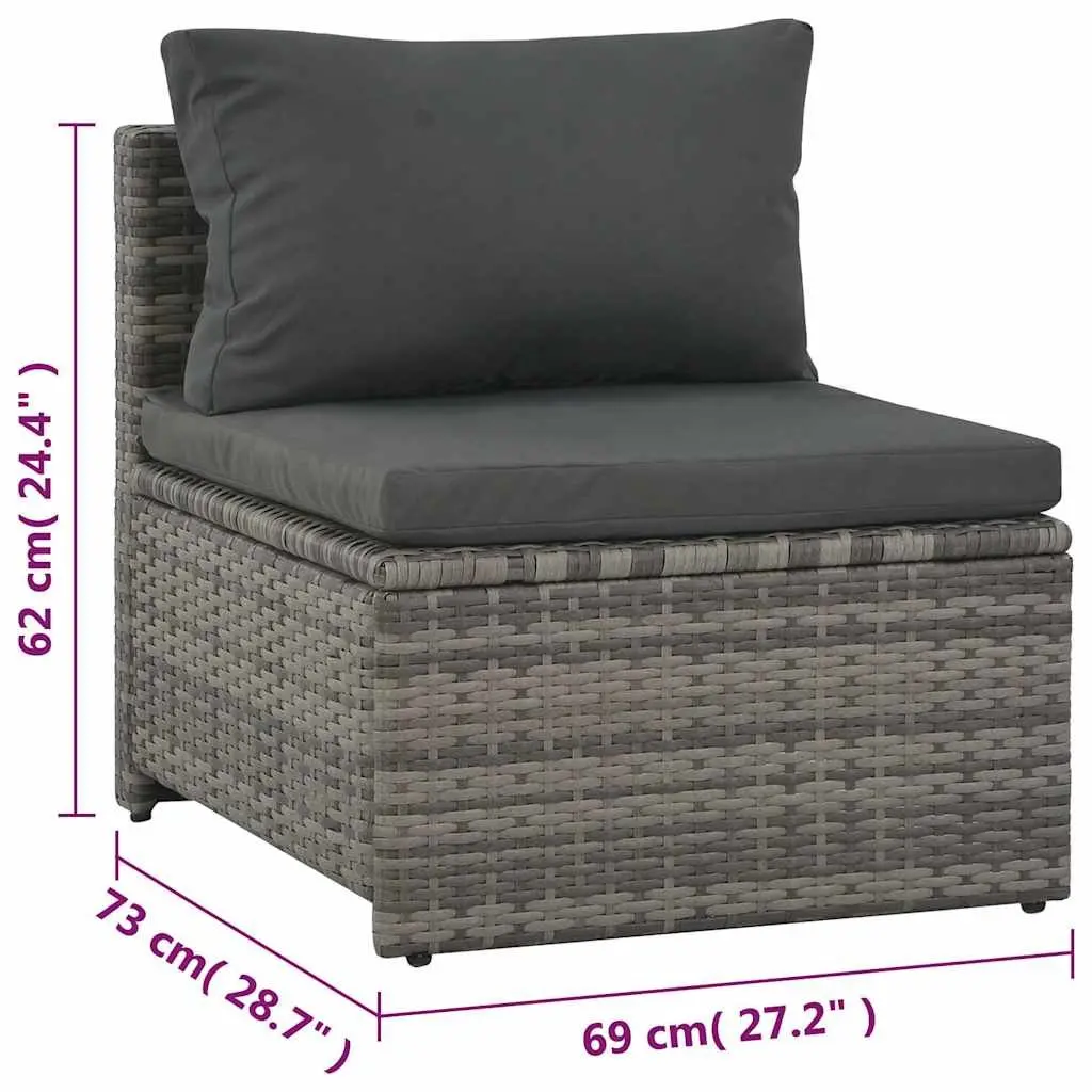 Garden Lounge Set Grey 6 Piece Weather-Resistant PE Rattan Outdoor Furniture with Cushions