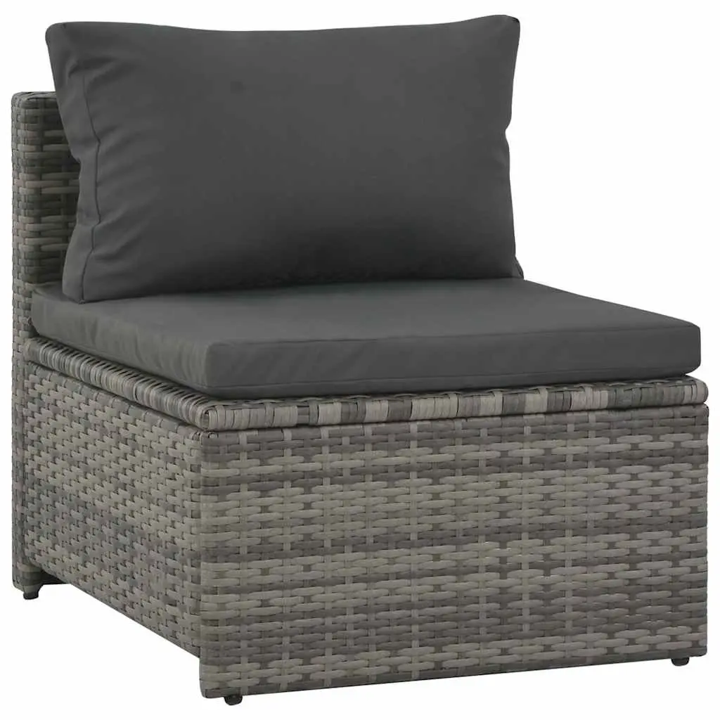 Garden Lounge Set Grey 6 Piece Weather-Resistant PE Rattan Outdoor Furniture with Cushions