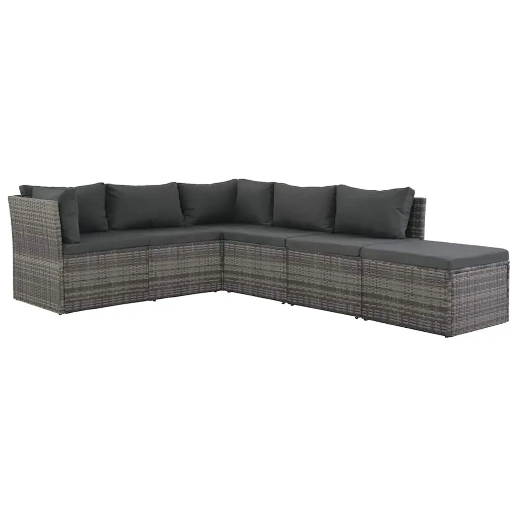 4 Piece Garden Lounge Sofa Set Grey Weather-Resistant PE Rattan Cushions