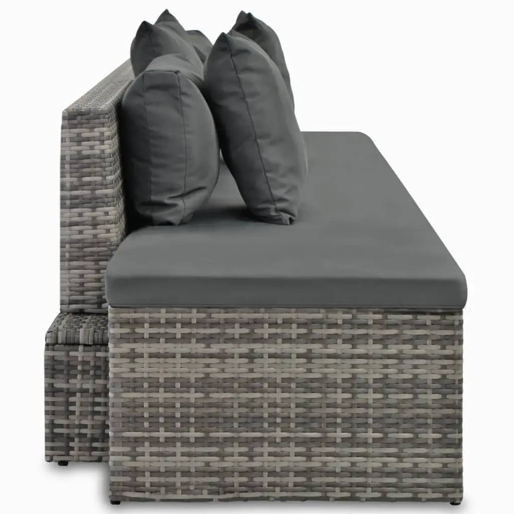 4 Piece Garden Lounge Set Grey Outdoor Sofa Sunbed Cushions Rattan