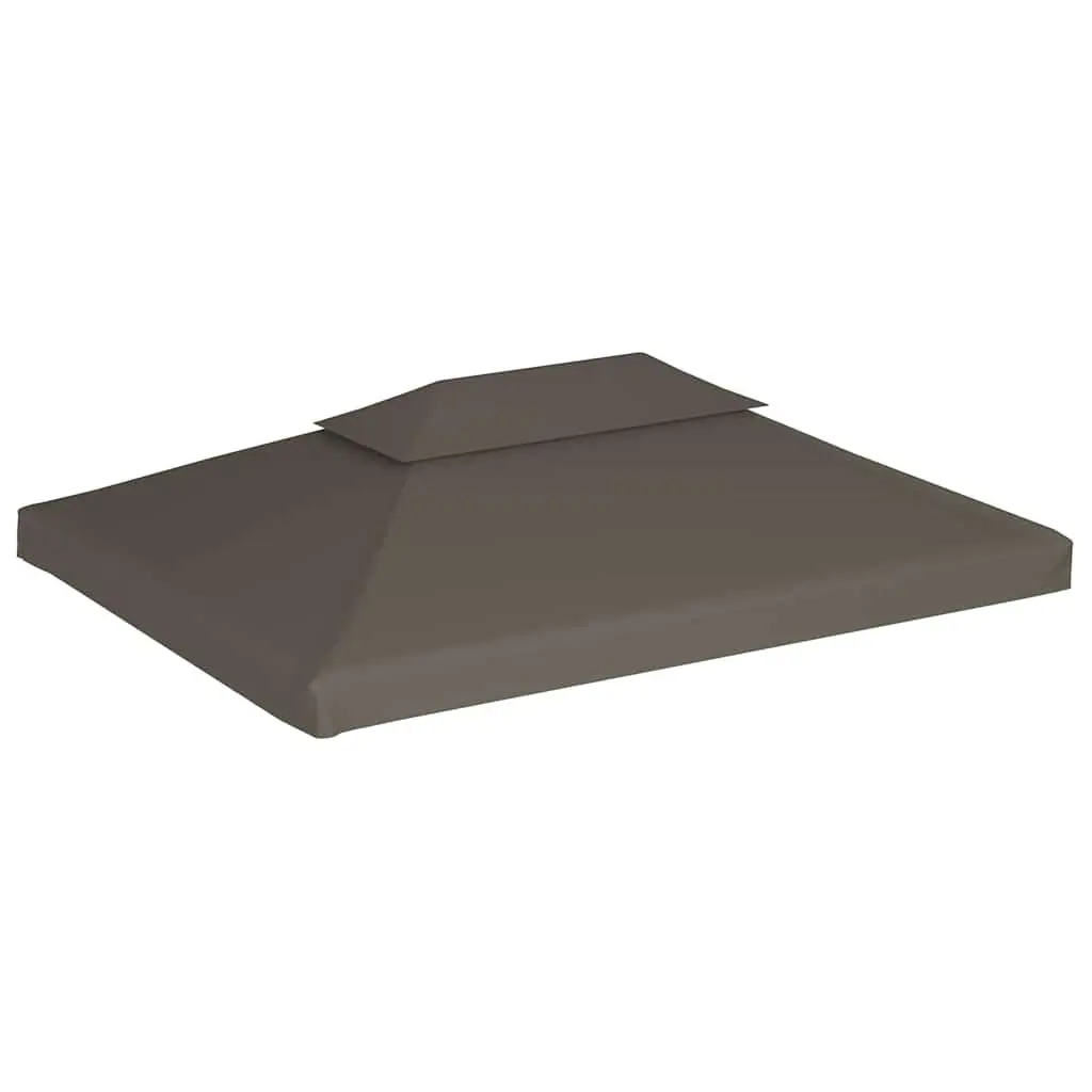 2-Tier Gazebo Top Cover Taupe 4x3m Outdoor Canopy Replacement Water-Resistant Polyester