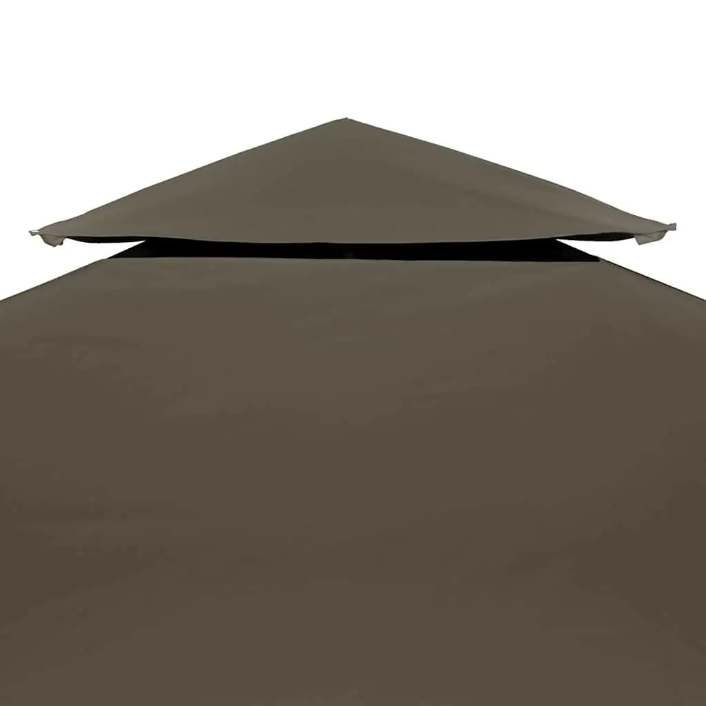 2-Tier Gazebo Top Cover Taupe 4x3m Outdoor Canopy Replacement Water-Resistant Polyester