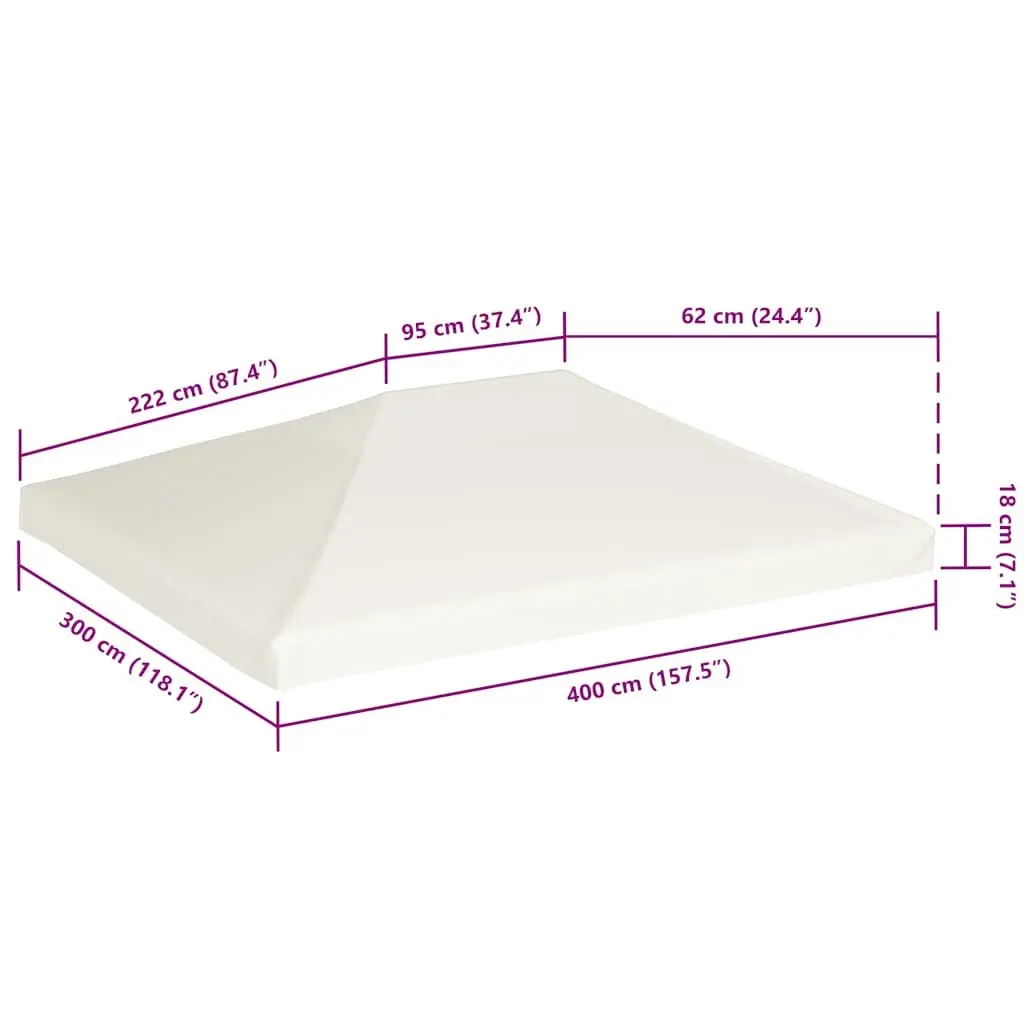 Gazebo Top Cover White 4x3 m Water-Resistant Replacement Roof Outdoor Patio Canopy