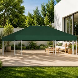 Gazebo Top Cover 4x3 m Green Polyester Replacement Canopy Roof Sunshade