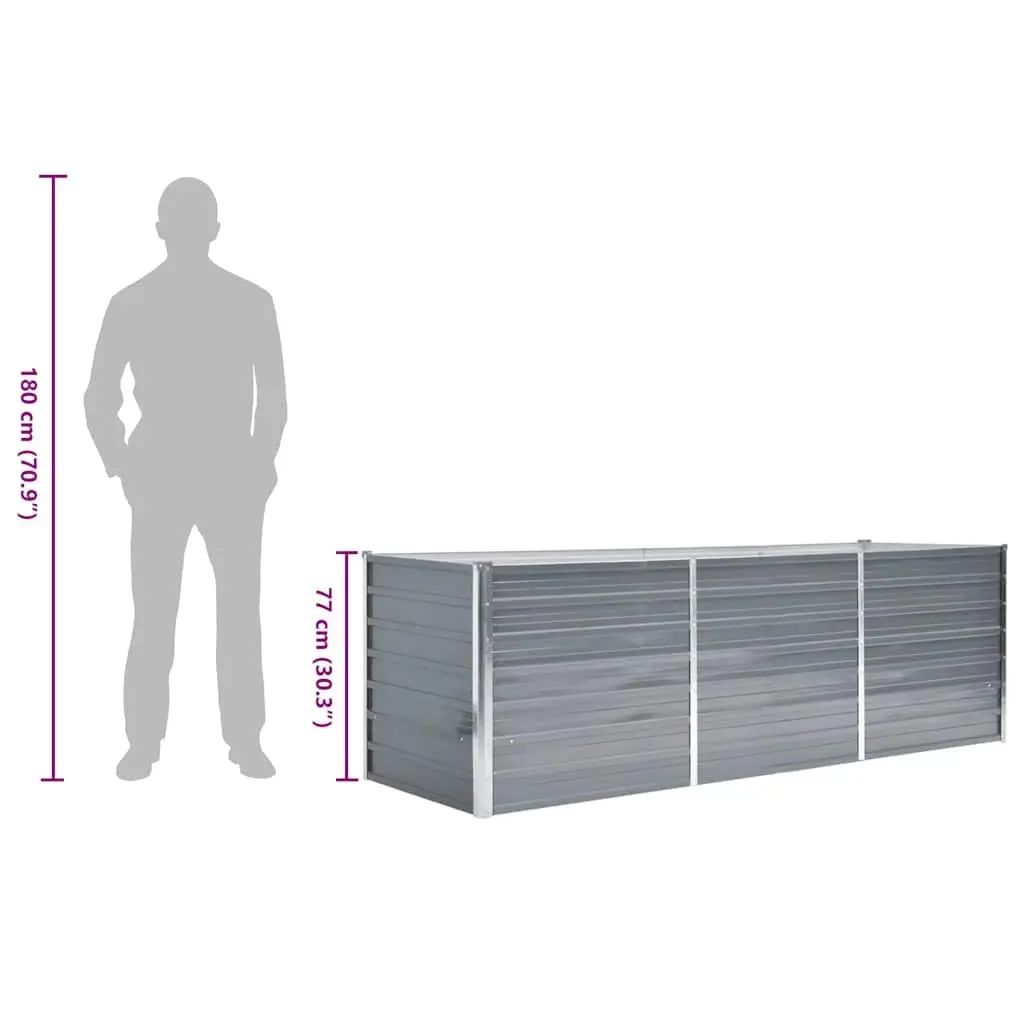 Raised Garden Bed Planter Box Grey 240 x 80 x 77 cm Heavy-duty Galvanised Steel Weather Resistant