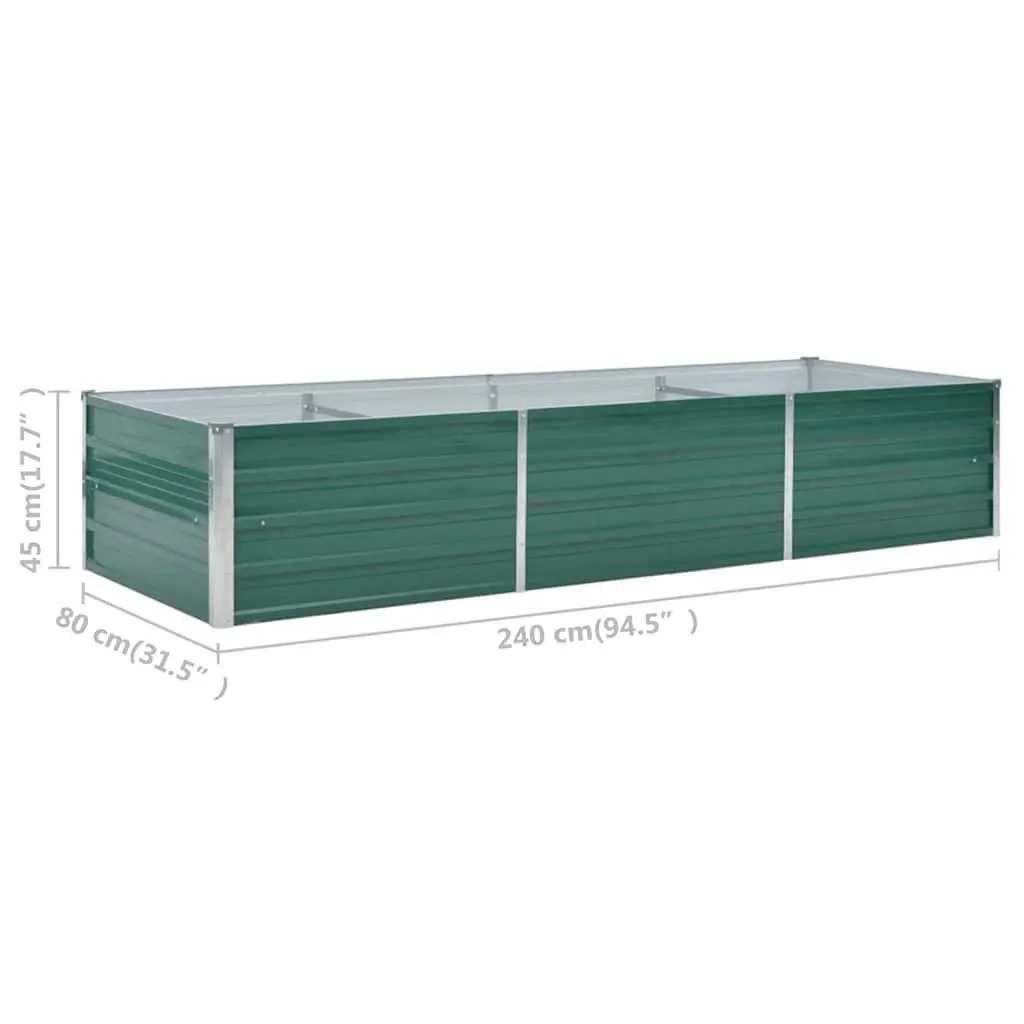 Raised Garden Bed Green 240L x 80W x 45H cm Heavy-duty Galvanised Steel Weather Resistant Outdoor Planter Box for Vegetables Flowers Herbs