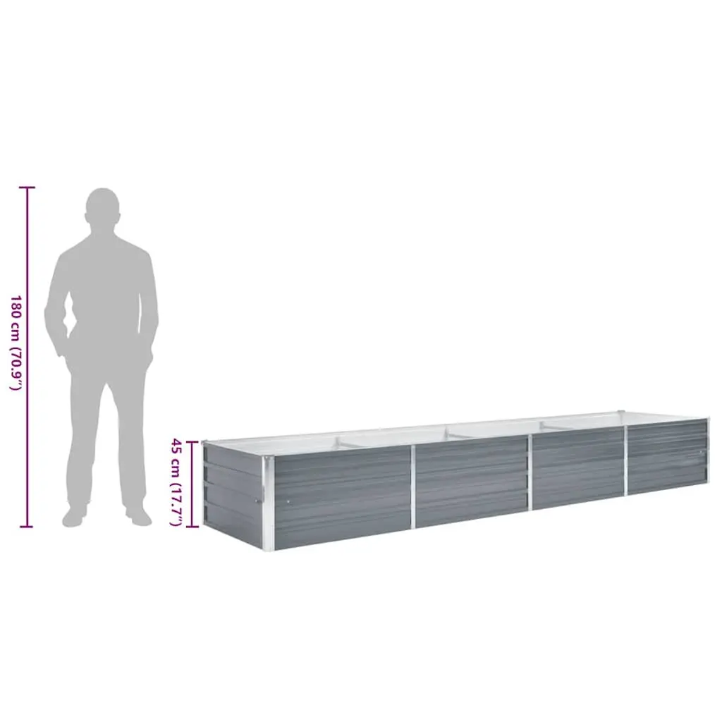 Raised Garden Bed Planter Box Grey 320x80x45cm Heavy-duty Galvanised Steel Construction