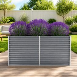 Your New Raised Garden Bed 160x40x77cm Grey Galvanised Steel