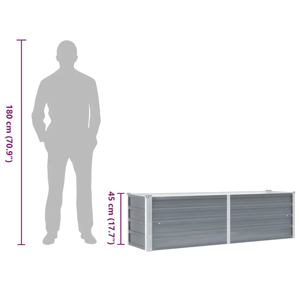 Raised Garden Bed Grey Galvanised Steel 160x40x45cm Outdoor Planter Box